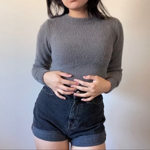Cropped fluffy sweater